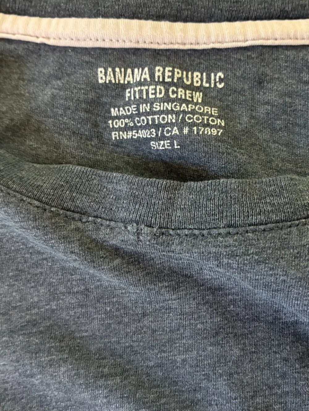 Banana Republic Fitted Crew T-Shirt Mens Size Large Grey Short Sleeve Neutral
